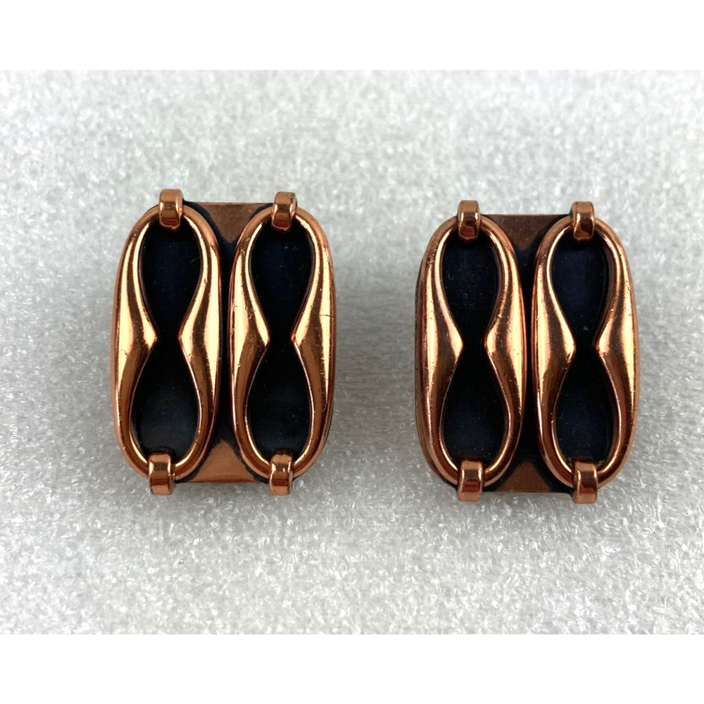 Renoir Copper Clip Earrings MCM Modernist 1"